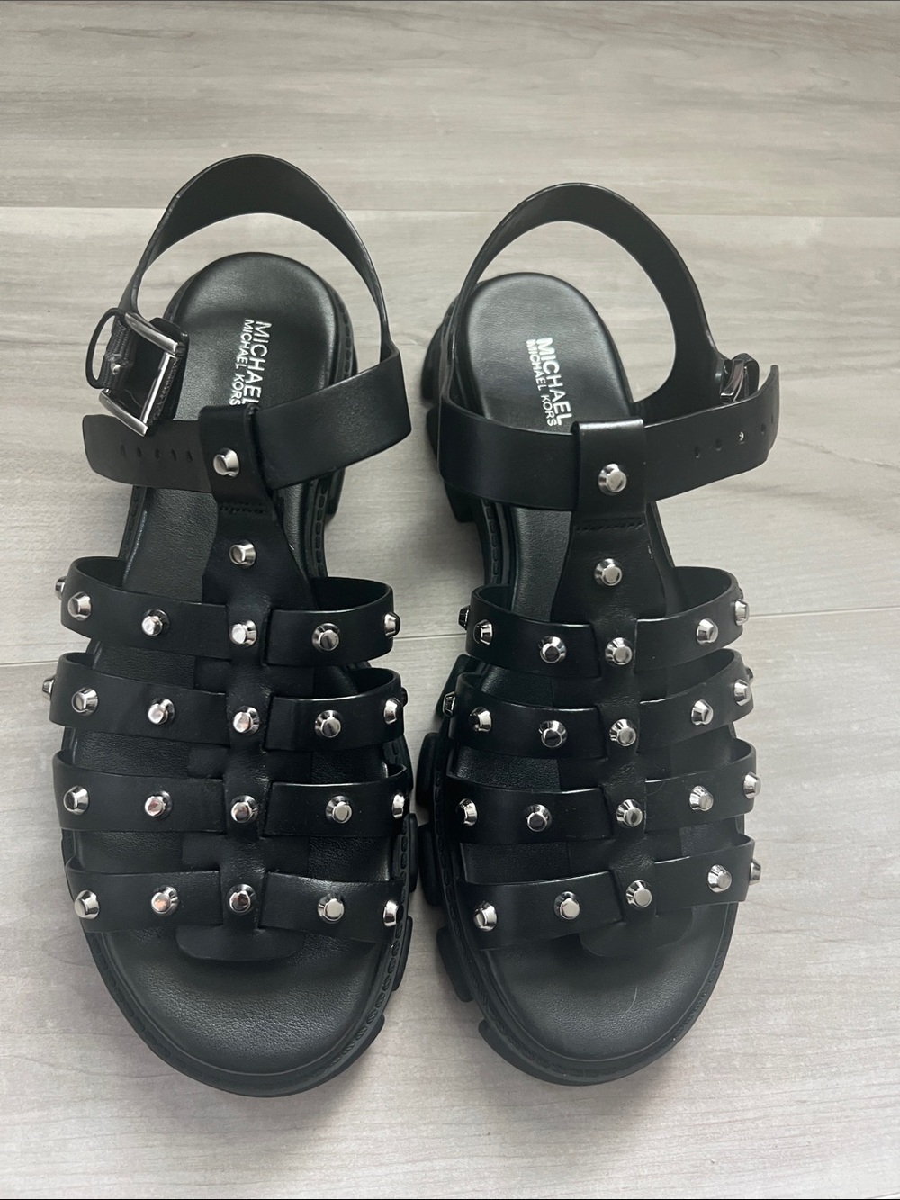 Michael Kors Black Studded Gladiator-Style Sandals